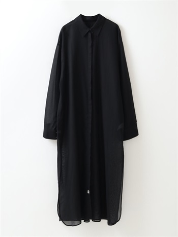 コットンボイルシャツドレス(00ブラック-フリー)