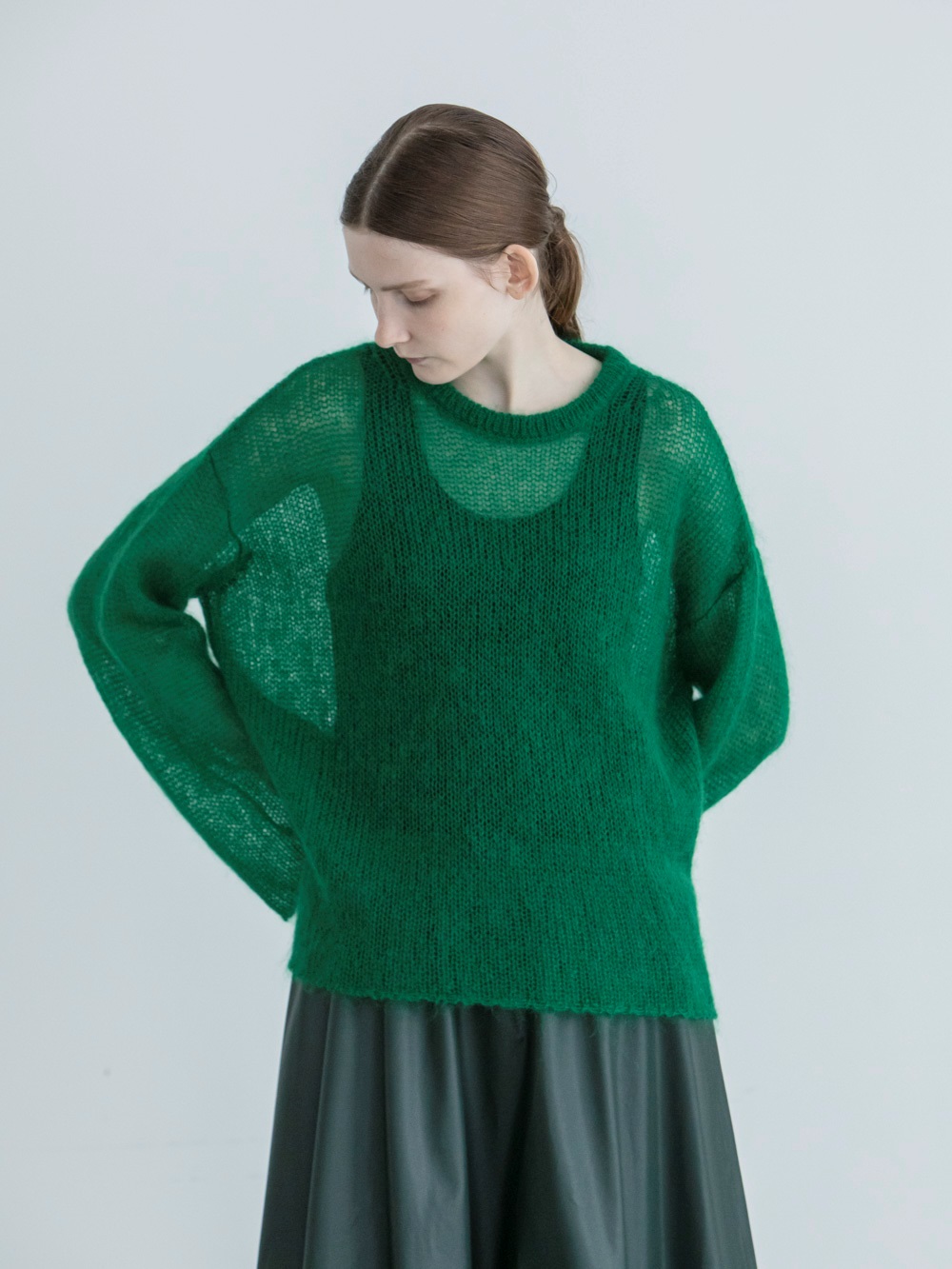 正規品安い mediam / Shear Mohair Tops Aqua 大得価定番