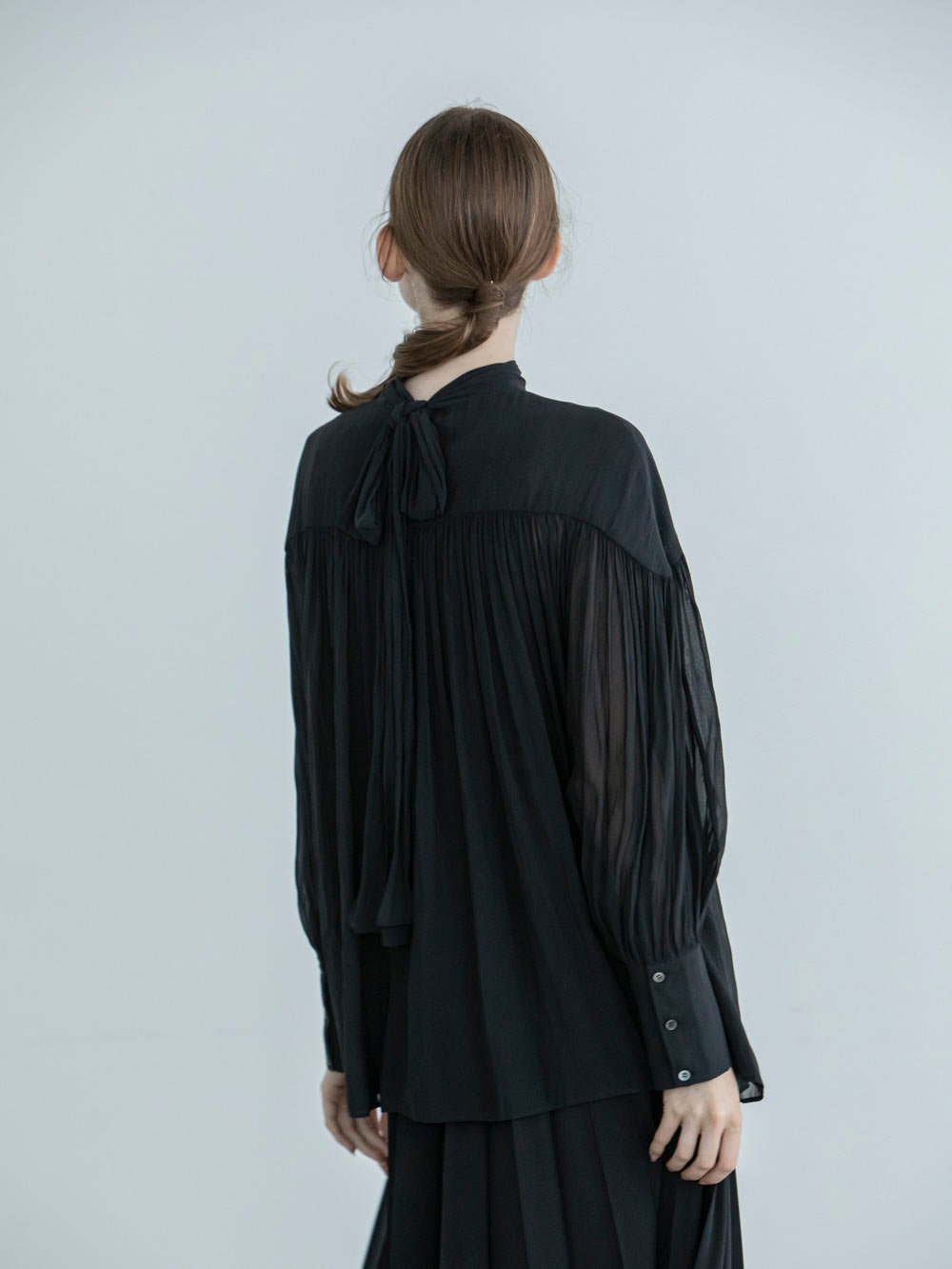 Chiffon Bow Tie Blouse | Tops | Enchainement Online Store