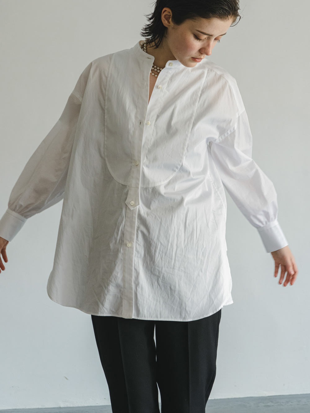 Band Collar Buzam Shirt | Tops | Enchainement Online Store