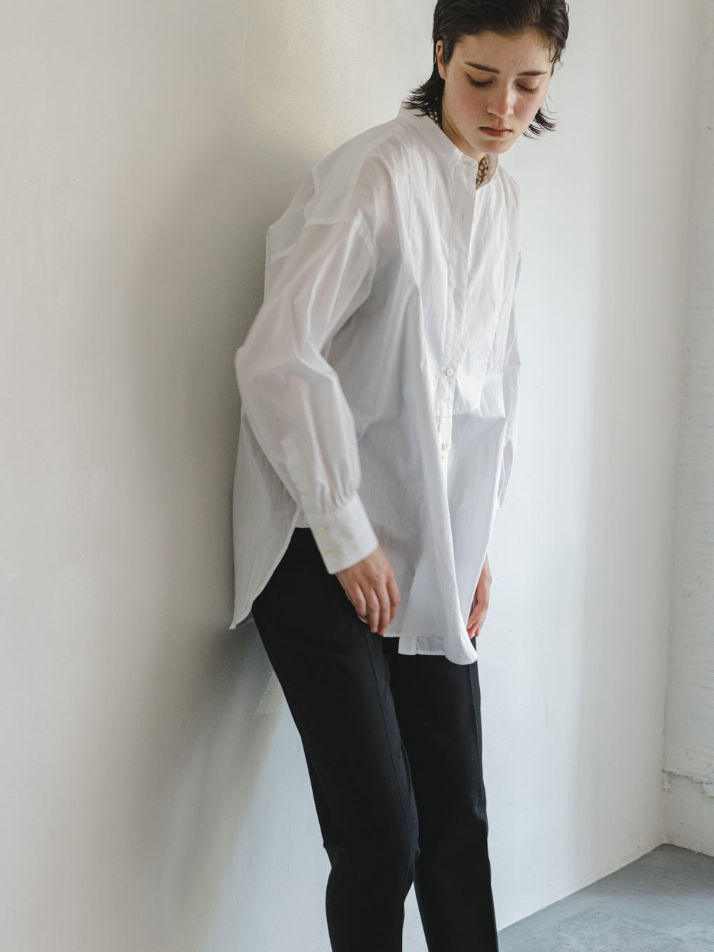 Band Collar Buzam Shirt | Tops | Enchainement Online Store