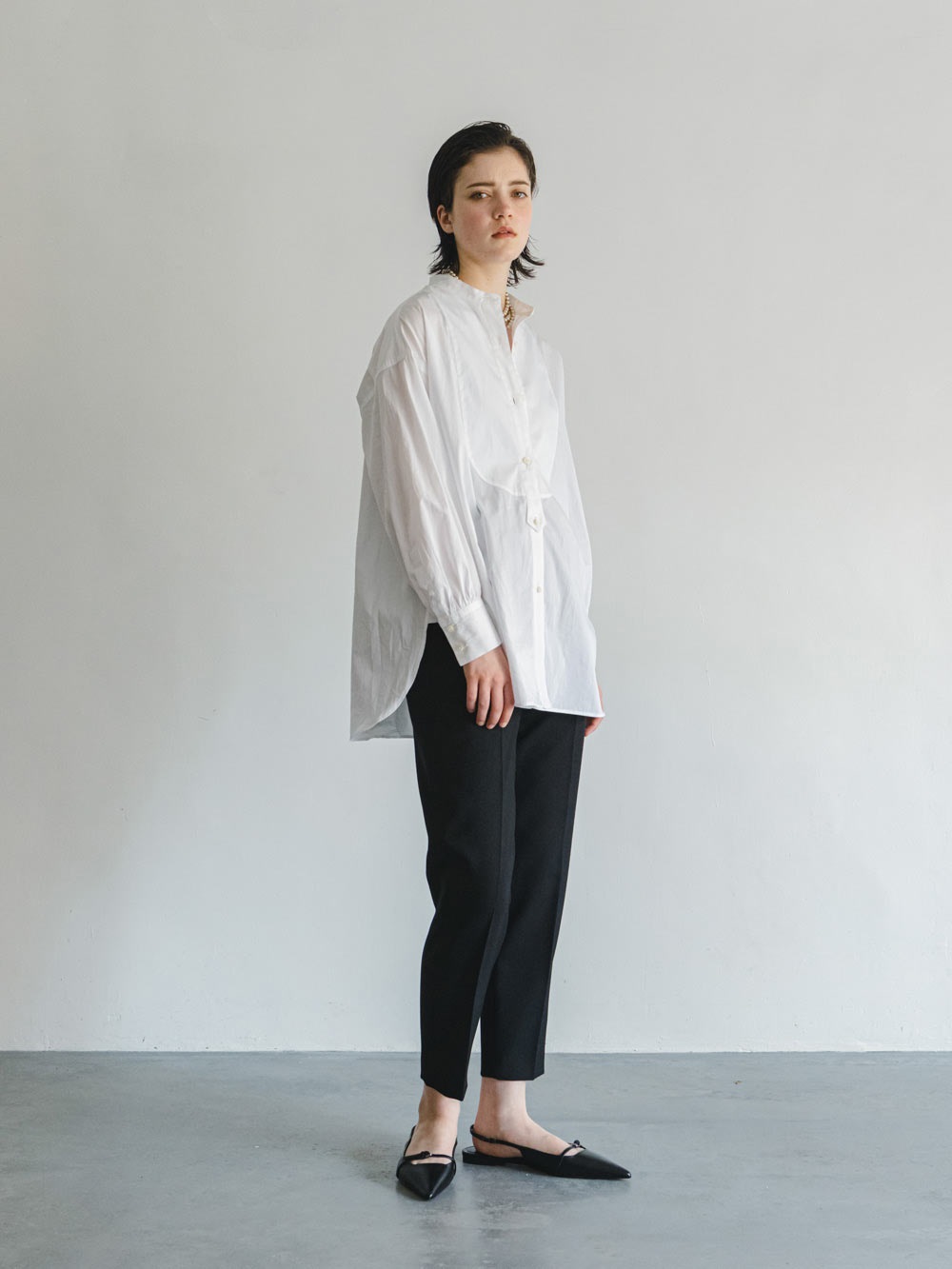 Band Collar Buzam Shirt | Tops | Enchainement Online Store